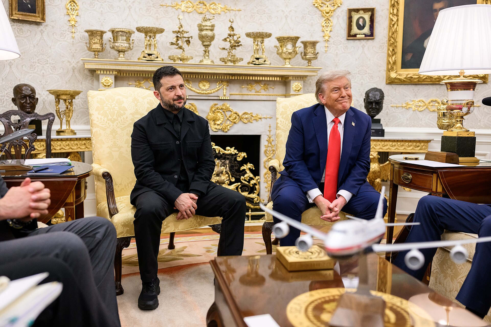 Donald Trump and Volodymyr Zelenskyy during a multilateral meeting at the White House on August 18, 2025